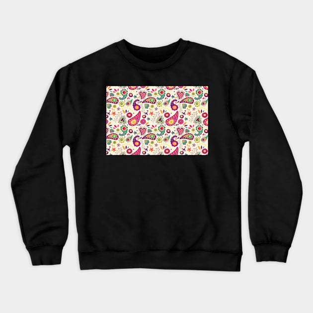 Colorful Paisley Pattern Crewneck Sweatshirt by Basti Artworks